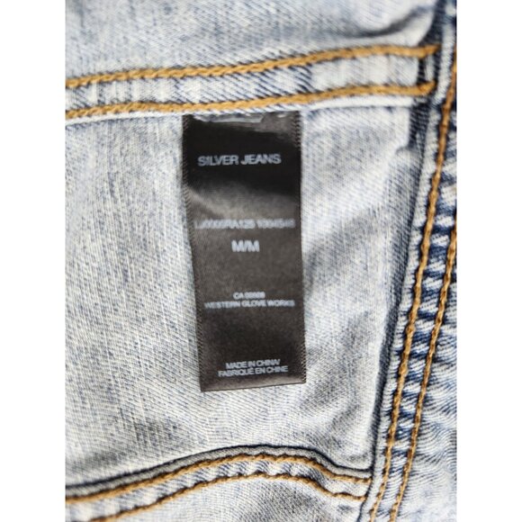 Silver Women's Denim Jacket With Hood Size Medium Trucker Strech - Picture 4 of 12